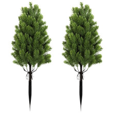 2-Pack Artificial Cedar Topiary Trees - 23.62x15.75Inch Potted Shrubs for Indoor & Outdoor Front Door Decoration