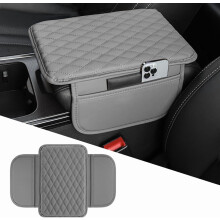 Skinntrekk til midtkonsollarmlenet i bilen med 2 oppbevaringsposer, universal, kompatibel med de fleste kjøretøy