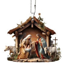 Nativity Scene Ornaments – Christian Religious Xmas Tree Hanging Decor, Compatible with Standard Tree Hooks