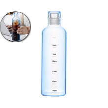Water Bottles with Lids and Time Marker, Clear Cup Plastic Water Bottle, Shatter Proof, Leakproof Water Bottle for Car Travel