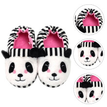 1 paire de chaussons d'hiver pour enfants, motif panda, semelle souple antidérapante et confortable