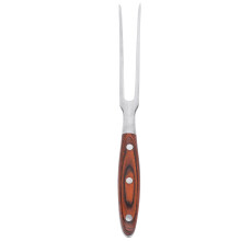 Tenedor de carne de acero inoxidable con mango de madera de 2 puntas