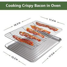 Stainless Steel Baking Sheet with Cooling Rack Set, Heavy Duty & Warp Resistant, 18 x 12 Inches for Oven