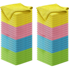 Chiffons de nettoyage en microfibre (50 pièces, 31,75 x 31,75 cm), 1200 lavages, ultra absorbants, brillance sans traces – Compatibles avec toutes