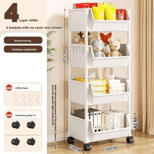 4-Layer Household Snacks Storage Bookshelf, Trolley Rack, Rack Kitchen Fruit and Vegetable Basket 1