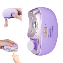3-in-1 elektrische nagelknipper en -slijper voor volwassenen, met vijl/polijstfunctie en verlichting – Paars, compatibel met standaard USB-voeding