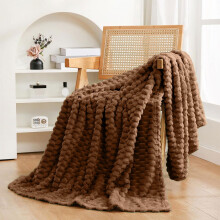 AuroraX Fall Throw Blankets Breathable Brown Flannel Throws Room Farmhouse Home Decor(3D Bubble)