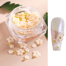Diamantes de imitación florales con perlas para uñas acrílicas