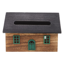 Couvercle de boîte à mouchoirs en bois en forme de maison, 19,5 x 15 x 11,5 cm