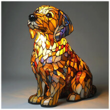 Veilleuse Chien Décoration de Noël, Lampe de Table Chaleureuse pour les Amoureux des Chiens, 7 Motifs de Races en Résine pour une Ambiance Festive