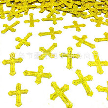 Baptism Confetti Glitter Cross Table Decor – for Baptism, First Communion, Baby Shower, Birthday, Gender Reveal (1 Pack, Golden)