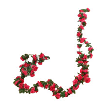 Guirlande de roses artificielles et lierre rouge de 1,8 m