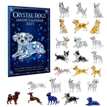 Calendrier de l'Avent Chiens en Cristal 2025 - 24 jours de décorations de chiens en acrylique 2D faites à la main, cadeau de compte à rebours de