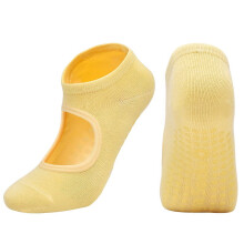 Pilates Socks with Grips for Women, Yoga Socks, Crew Non Slip Women for Barre, Valentines Day Gifts for Her, Yellow