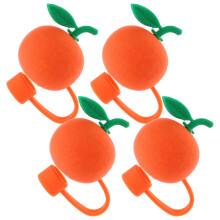 KALLORY 4Pcs Spooky Straw Topper Orange Shape Reusable Any Occasion