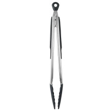 Good Grips 12-Inch Heat Resistant Tongs, Silicone Head Stainless Steel Utensil for Nonstick Cookware, Locking Handle for Storage, Sliver