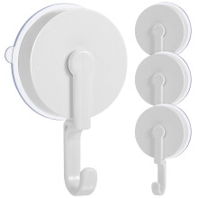 4 Pcs No Drill Towel Hook Suction Cup Hooks White ABS Heavy Duty Garage Tools Organizer