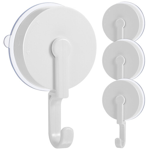4 Pcs No Drill Towel Hook Suction Cup Hooks White ABS Heavy Duty Garage Tools Organizer