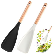 Cedar & Ash Spoon Spatula Set (2PCS), Multifunction Silicone Cooking Utensils for Nonstick Cookware, Wood Handle – Compatible with Nonstick