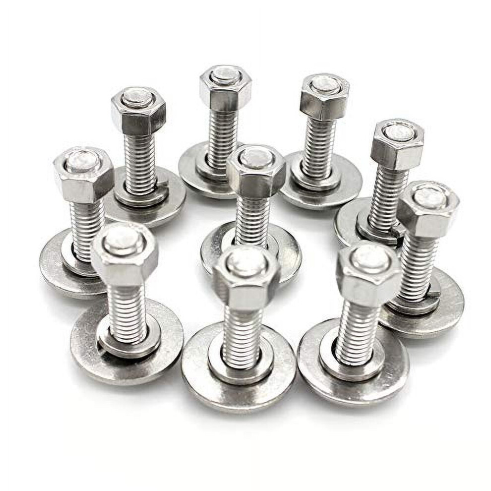 (10 Sets) 1/4-20X1-1/2 Stainless Steel Hex Head Screws Bolts, Nuts, Flat & Lock Washers, 18-8 (304) S/S, Fully Threaded By Bolt 9083649196564