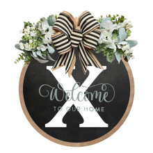 Welcome Sign Wreath for Front Door – Floral Round Wood Wall Decor, Porch Decor Gifts, All Seasons & Holidays, Compatible with X