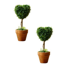 8 Inch Boxwood Potted A Heart Shaped Mini Faux Greenery Perfect For Home And Garden 2Pcs
