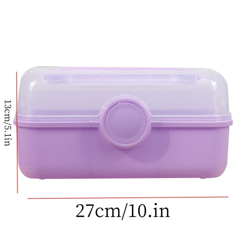 3-Layer Folding Storage Box, Portable Tool & Cosmetic Organizer, Multi-Use Expandable Locking Plastic Container 2