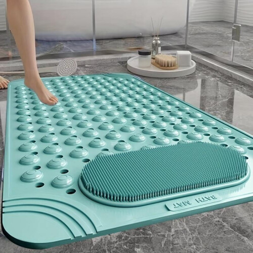 Alfombrilla de ducha rectangular antideslizante de PVC con estampado de lunares. 1