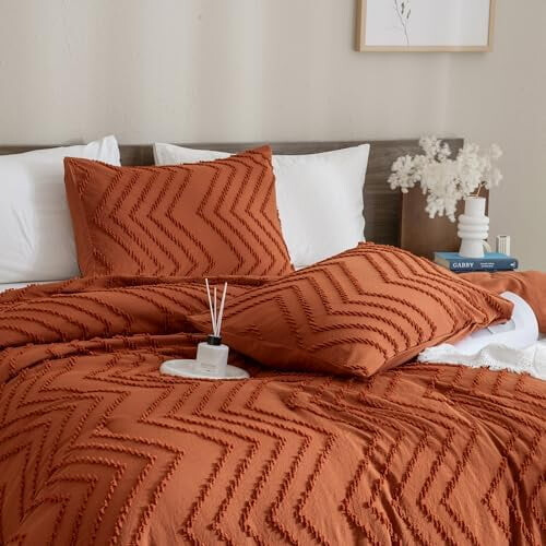 Burnt Orange Boho Comforter Set Queen 3-Piece 2