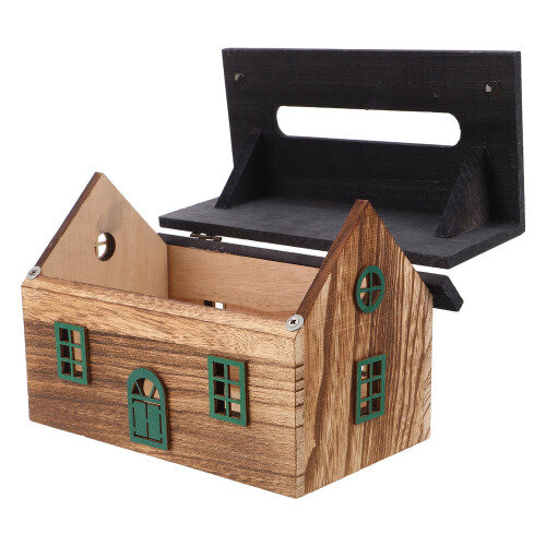 Boîte à mouchoirs en bois décorative en forme de cube (1 pièce) 2