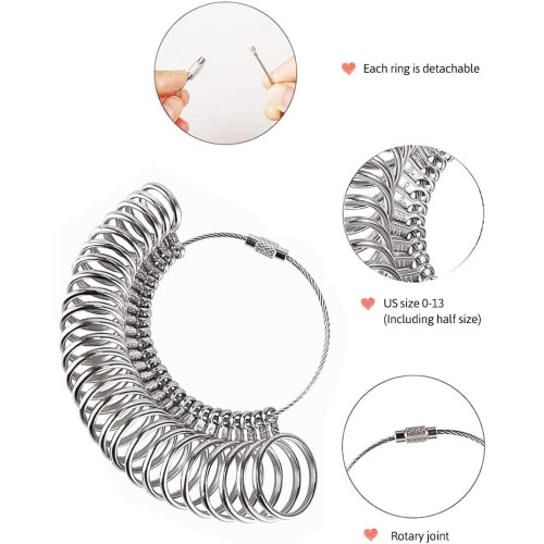 Metal Ring Sizer with Magnifier, Compatible with Ring Sizes 1-17 1