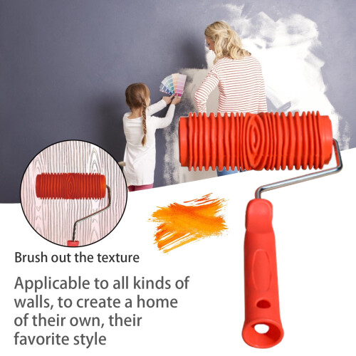 7" Patterned Paint Roller for Walls, Brick Embossing Texture, DIY Wall Art Tool, Compatible with Standard Rollers 2