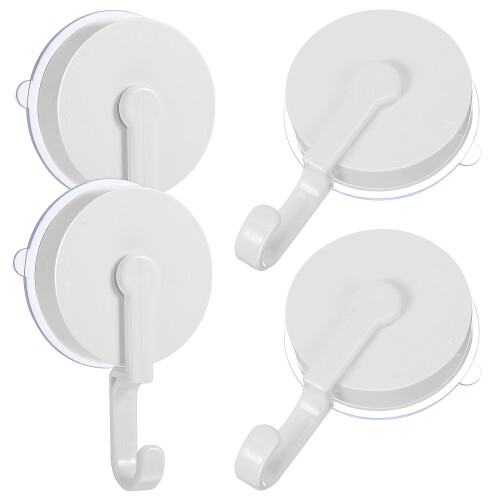 4 Pcs No Drill Towel Hook Suction Cup Hooks White ABS Heavy Duty Garage Tools Organizer 2