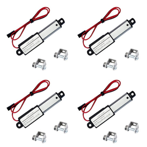 4X  Atuador Linear Elétrico - Curso de 1,2 Polegadas, 64N / 14,4 Libras, Velocidade de 0,6 Polegadas / S  Atuador de Movimento à Prova D'água
