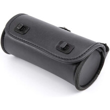 Motorcycle Fork Bag PU Leather Handlebar Tool Pouch Sissy Bar Roll Storage Bag Saddle Bag with 2 Straps, Universal