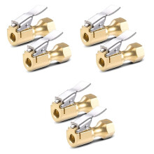 6Pcs Air Chuck-Heavy Duty Closed Flow Lock Tire Chuck with Clip for Inflator Gauge Compressor Accessories-Yellow