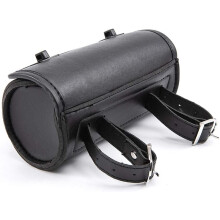 Motorcycle Fork Bag PU Leather Handlebar Tool Pouch Sissy Bar Roll Storage Bag Saddle Bag with 2 Straps, Universal