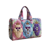Prešívaná cestovná taška Hippie Van – Retro Patchwork Weekender, 18", Boho taška do posilňovne/na jogu/na výlety (2026)