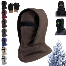 Outdoor Winter Warm Hat Neckband Integrated Cycling Mask, Winter Windproof Snow Hat, for Outdoor Sports in Cold Weather(Brown)
