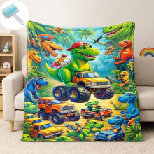 Dinosaur Print Flannel Throw Blanket 50x60 inches