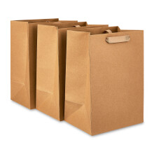 Grands sacs cadeaux en papier kraft brun, 18 x 25 cm, paquet de 30