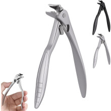 Schwarzer, gebogener Nagelknipser – Ergonomisch, abgewinkelter Kopf für dicke Nägel, rutschfest, langer Griff, seniorenfreundlich (Silber)