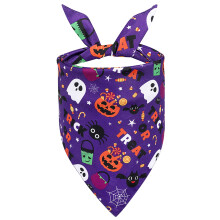 Bandana de outono para cães, lenço reversível de Halloween com abóbora e morcego para animais de estimação, tecido durável de alta qualidade,