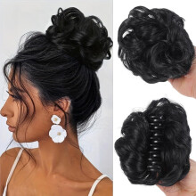 Lässiger, lockiger Dutt, Haarteil mit Haarspange für kurzes Haar, kurze, lässige, lockige Haarverlängerung für Frauen