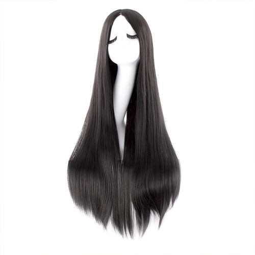 Parrucca Cos universale, capelli lunghi e lisci, neri e bianchi, per uomo e donna.