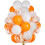 Balões de confete laranja e branco de 30 cm (12 polegadas), pacote com 50 unidades, para decoração de festas com tema laranja e branco. 1