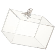Urne de dons et de vote en acrylique transparent 16 x 11,5 x 10 cm