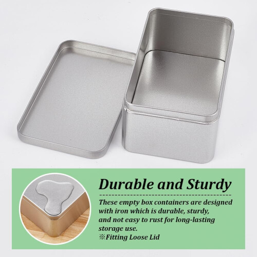 Quadratische Eisendose mit Deckel, 12,7 x 7,6 x 5,8 cm 2