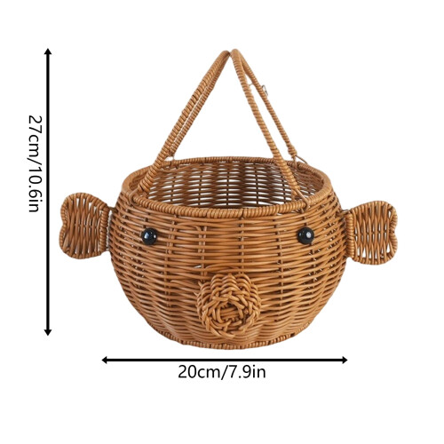 Φορητό καλάθι ζώων από απομίμηση rattan, χειροποίητο, μεγάλο καλάθι αποθήκευσης 1