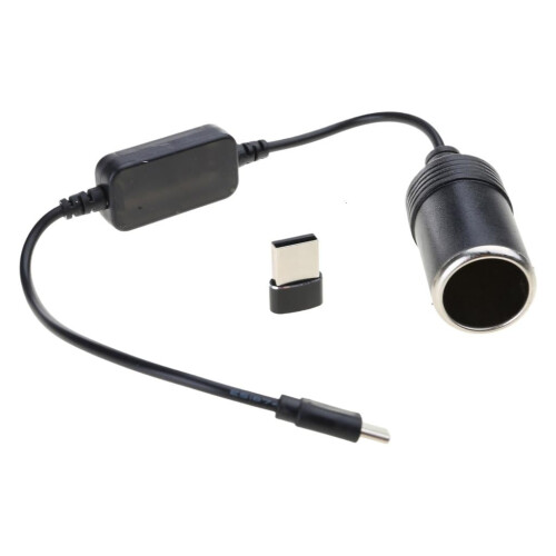 USB-C til sigarettenneradapter for bil, 5V til 12V